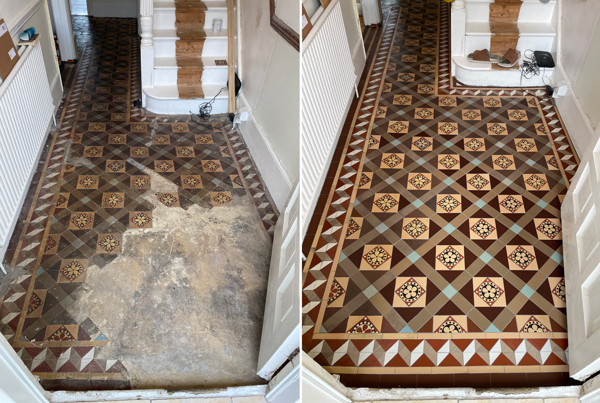 Floor Tile Restoration - Before and After